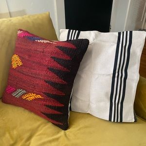 New Grain Sack Throw Pillow Cover with black Stripes 18"x18"